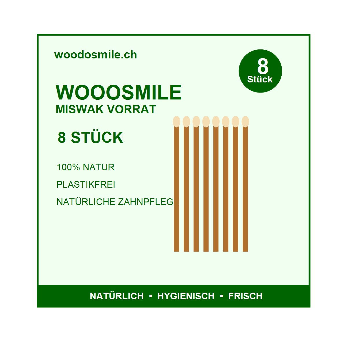 Wooosmile Miswak Vorrat - 8 Stück